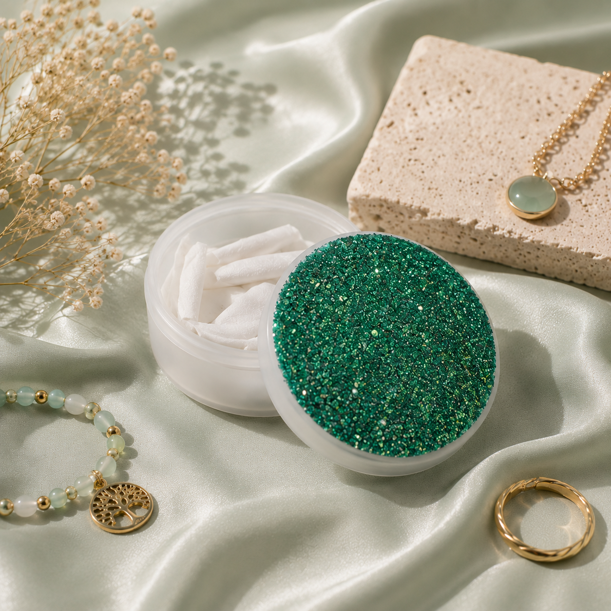 Glitter Pouch Dose – Grün